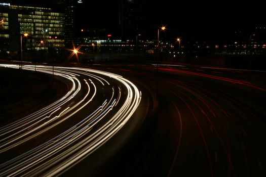 Cars driving in Oslo at Night.