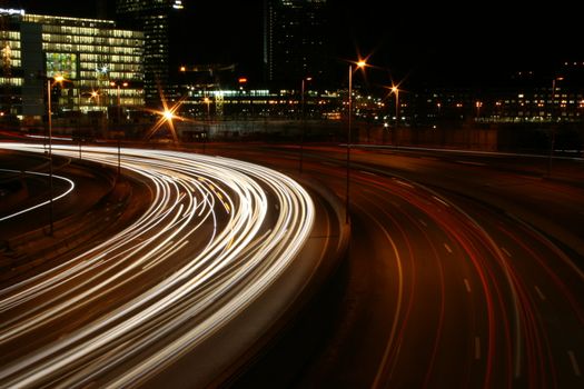 Cars driving in Oslo at Night.