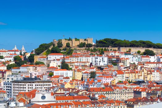 Panorama of Lisbon (Portugal) withe the Castle of Sao Jorge