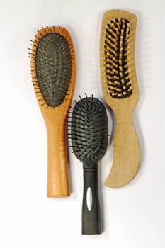 Top view of three different style combs