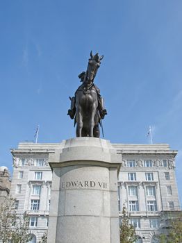 A Front View of the Statue of King Edward VII of England in Liverpool