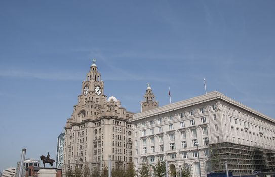 The Historic Liver Building and Canada House in Liverpool England