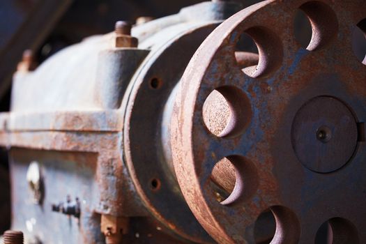The grunge old big industrial engine failed