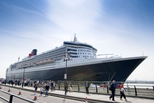 The Cunard Liner Queen Mary Two in Liverpool on 15th September 2011 to mark the end of the Mersey River Festival