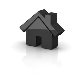 Shiny black house icon. 3d rendered illustration.