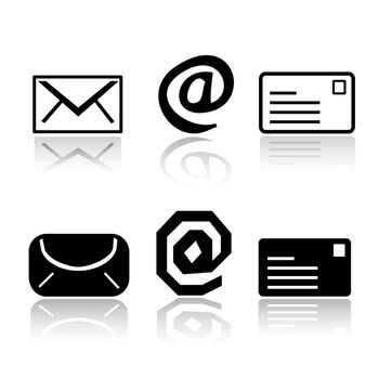 Set of 6 mail icon variations