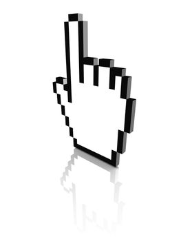 Computer hand cursor 3d rendered illustration