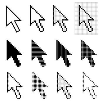 Set of mouse 12 arrow cursors