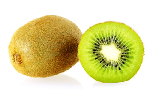 close up shot of kiwi fruit over white background 