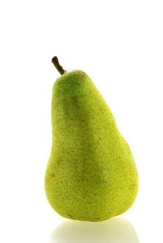 ripe fresh single pear over white background