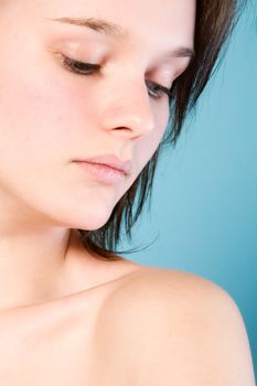 Natural portrait of a girl with short brown hair