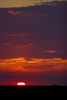 view series:  wild landscape sunset on red color