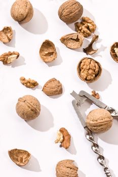 food serias: walnut with cracker on the white