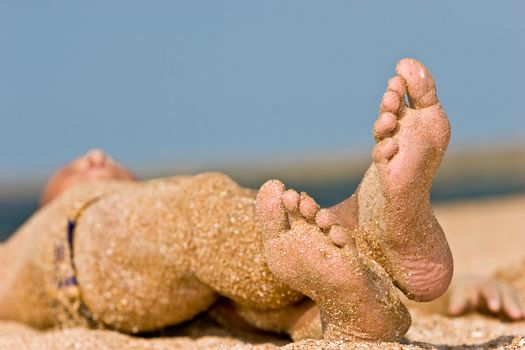 leisure seies:  sandy foot on summer sea beach