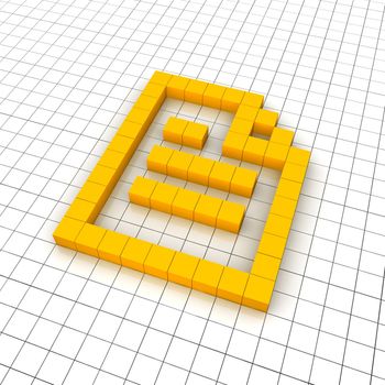 Document 3d icon in grid. Rendered illustration.