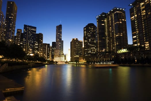 Night by the river - Chicago, IL.