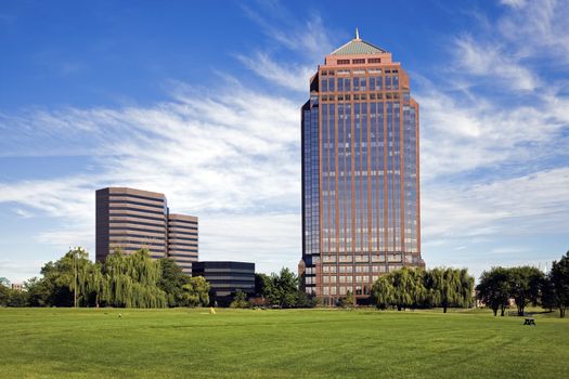 Golf Course in front of skyscrapers - Itasca, Illinois.