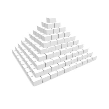 White blocks pyramid. 3d rendered image.