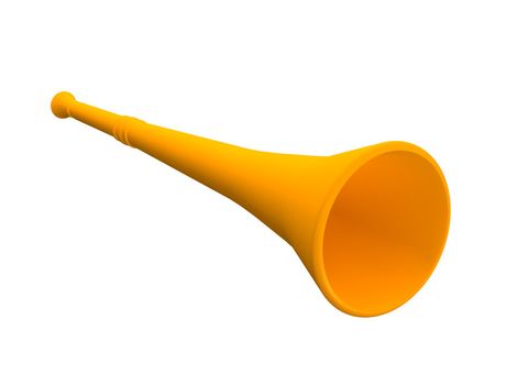 Orange vuvuzela trumpet. 3d rendered illustration.