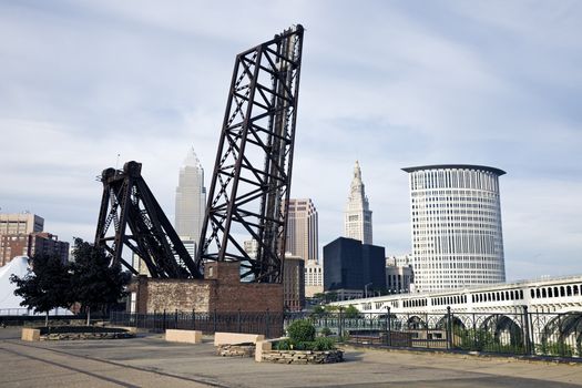 Old bridge in downtown Cleveland, Ohio.