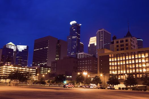 Night in Minneapolis, Minnesota, USA.