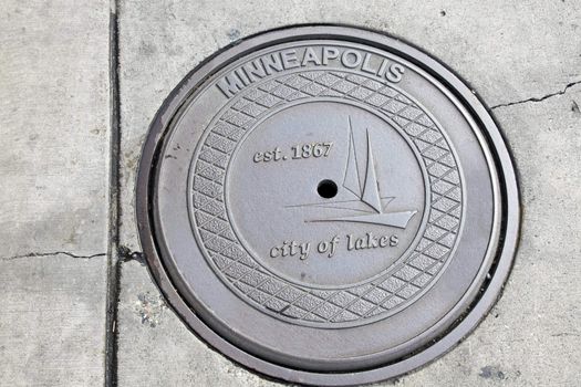 Manhole seen in Minneapolis, Minnesota.