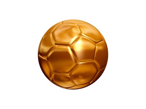 isolated 3d model of golden soccer ball  on white background
