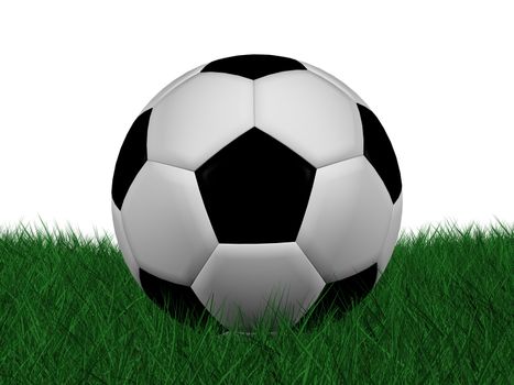 isolated 3d soccer ball on green grass