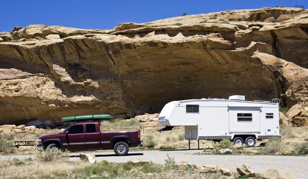 Camping in Chaco Culture National Historic Park, New Mexico.