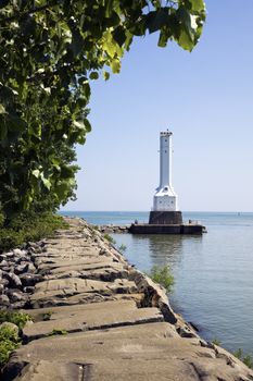 Huron Harbor Lighthouse in Ohio, USA.