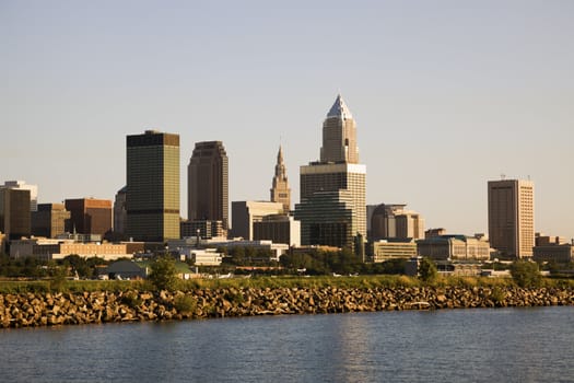Cleveland, Ohio, USA seen from the lake.