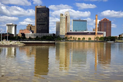 Downtown of Toledo and Maumee River