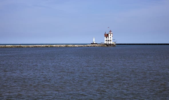 Distant view of Lorain Lighthouse