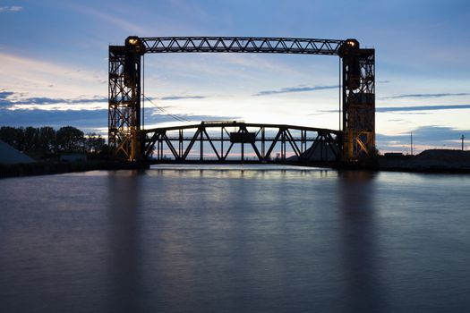 Old Bridge in Cleveland, Ohio. Lake Erie in the background.