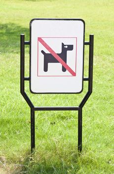 No dogs pets allowed warning sign in the park