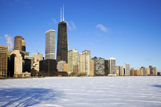 Gold Coast winter time - seen accross frozen Lake Michigan.