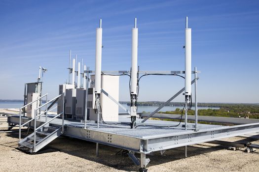 Cellular equipment on platform installed on the roof