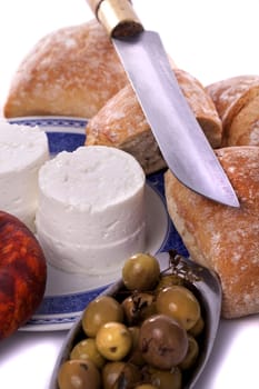 Detail view of the typical ingredients of a snack on the Alentejo region on Portugal.