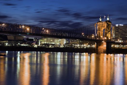 Historic bridge in Cincinnati, Ohio. Seen from Kentucky.
