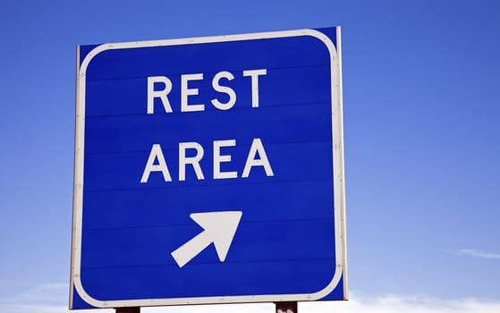 Rest area sign on the highway.