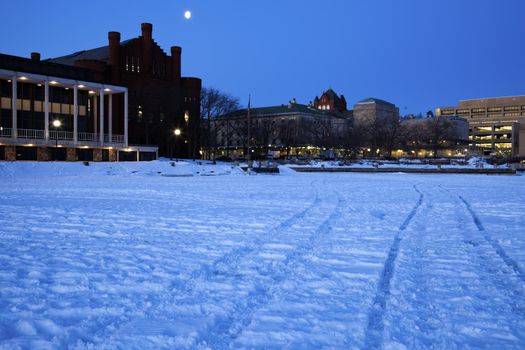 Historic Buildings - University of Wisconsin - seen from frozen Lake Mendota.