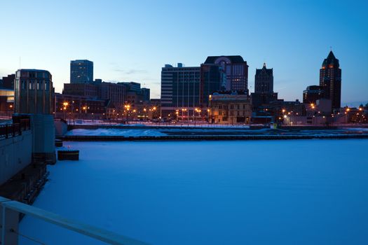 Panoramic Milwaukee, Wisconsin. Morning time.