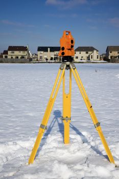 Theodolite set in the snow  