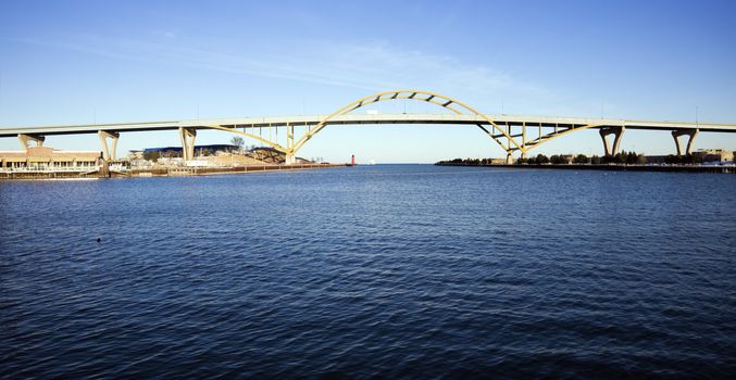Distant view of Bridge on Lake Freeway -  Milwaukee, Wisconsin.