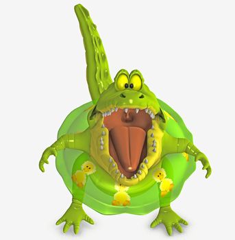 3d render of a toon croc