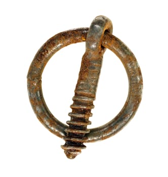 Detail of the old rusty split cotter pin