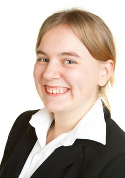 portrait of a young business woman isolated on white background