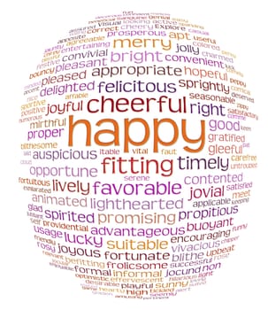 happy and cheerful word or tag cloud