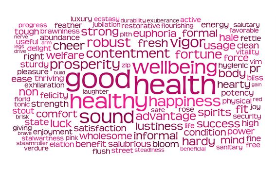 good health word or tag cloud on white