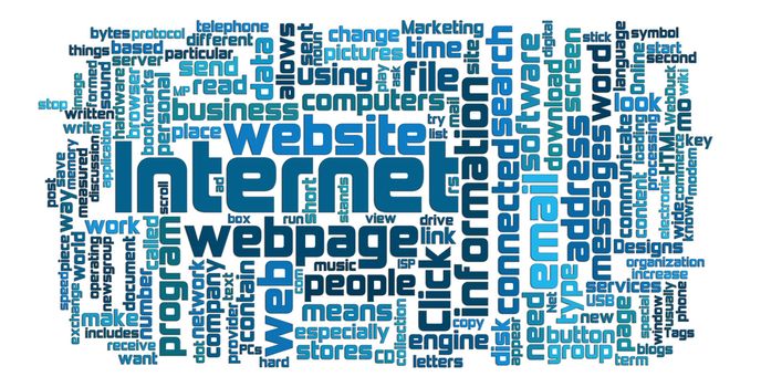 internet and webpage tag or word cloud